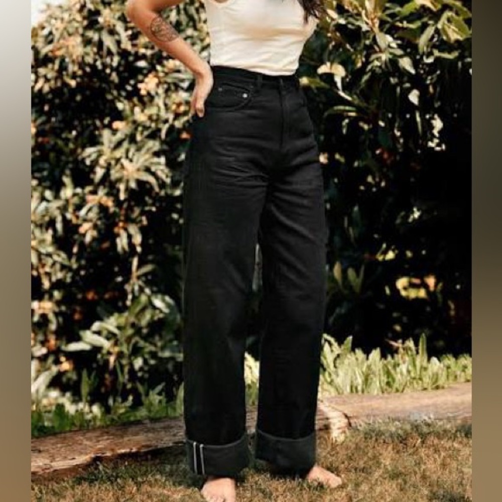 imogene + willie Catherine Black Selvedge Wide Leg Jeans - 28